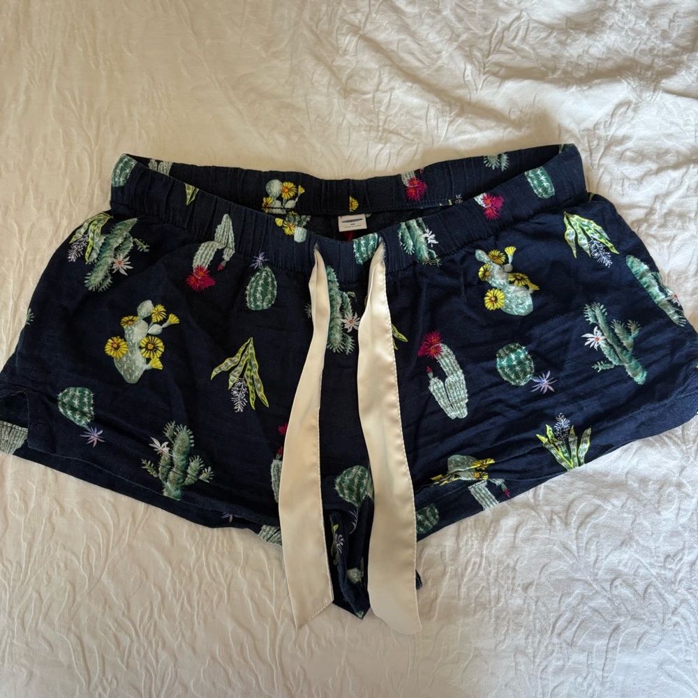 Old Navy Navy Blue Cactus Print Women's Pajama Shorts